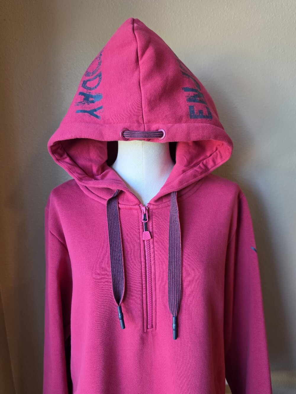 Womens Magenta Hooded Half-Zip Oversized Cozy Hoodie